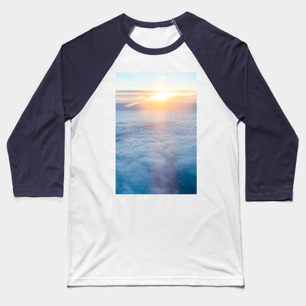 Sunset view above the clouds Baseball T-Shirt by runlenarun